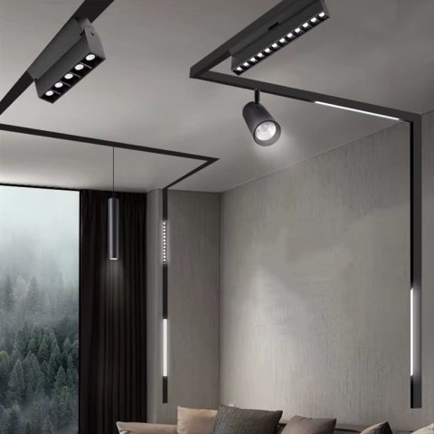 Oświetlenie szynowe magnetyczne 2x SZYNA 1m + 3x10W lampa liniowa + 3x20W lampa liniowa magnetyczna zimna barwa LED + złączka