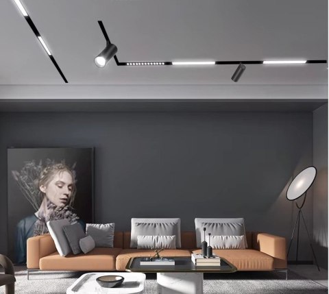 Reflektor Spot Szynowy Magnetyczny LED 7W 6000K 48V Czarny - Nowoczesne Oświetlenie