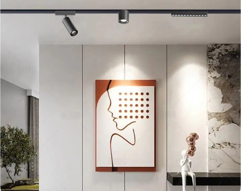 Reflektor Spot Szynowy Magnetyczny LED 7W 6000K 48V Czarny - Nowoczesne Oświetlenie
