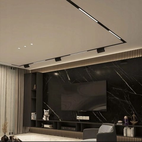 Lampa magnetyczna LED 20W 3000K szynowa liniowa czarna 48V ciepła barwa Lampa magnetyczna LED 20W 3000K szynowa liniowa czarna 48V ciepła barwa