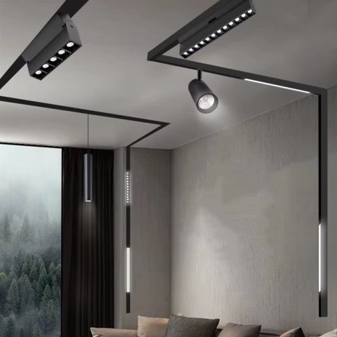 Lampa magnetyczna LED 20W 3000K szynowa liniowa czarna 48V ciepła barwa Lampa magnetyczna LED 20W 3000K szynowa liniowa czarna 48V ciepła barwa