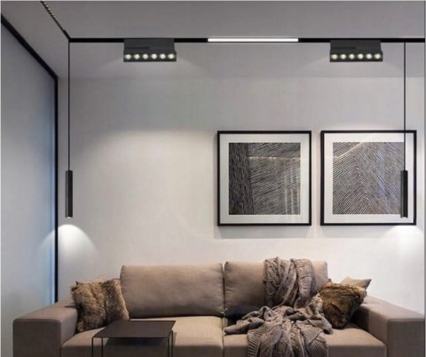 Lampa magnetyczna LED 20W 3000K szynowa liniowa czarna 48V ciepła barwa Lampa magnetyczna LED 20W 3000K szynowa liniowa czarna 48V ciepła barwa