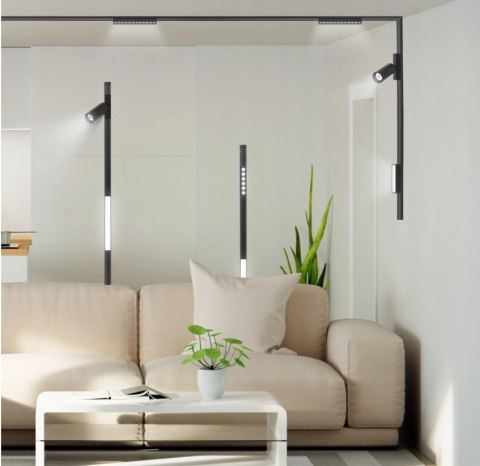 Lampa magnetyczna LED 20W 3000K szynowa liniowa czarna 48V ciepła barwa Lampa magnetyczna LED 20W 3000K szynowa liniowa czarna 48V ciepła barwa