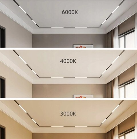 Lampa magnetyczna LED 20W 3000K szynowa liniowa czarna 48V ciepła barwa Lampa magnetyczna LED 20W 3000K szynowa liniowa czarna 48V ciepła barwa