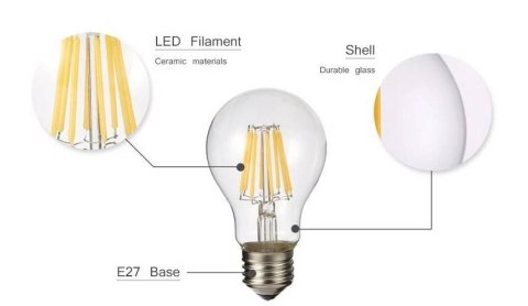 Żarówka vintage retro Edison Filament LED 8W A60 E27 4000K barwa neutralna