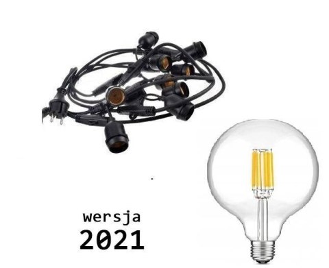Girlanda balkonowa, tarasowa, ogrodowa żarówkowa 10m 10szt żarówek LED 8W G80 E27 4000K neutralna barwa Girlanda balkonowa, tarasowa, ogrodowa żarówkowa 10m 10szt żarówek LED 8W G80 E27 4000K neutralna barwa