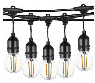 Girlanda ogrodowa 10m z żarówkami retro Edison 20pkt+20szt 2W G45 E27 2700K ciepła