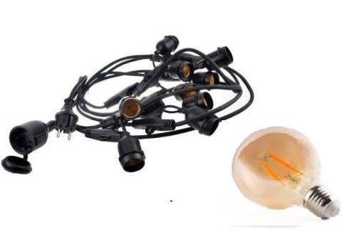 Girlanda ogrodowa LED 20m 40pkt + 40szt żarówki 4W G80 E27 2300K barwa bursztynowa Girlanda ogrodowa LED 20m 40pkt + 40szt żarówki 4W G80 E27 2300K barwa bursztynowa