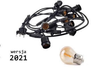 Girlanda ogrodowa żarówkowa 10m 10pkt + 10szt żarówka Edison LED 1W G45 E27 2300K