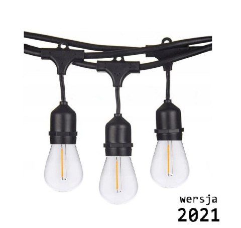 Girlanda ogrodowa żarówkowa 10m 10pkt+10szt żarówka Edison LED 1W ST45 E27 2800K Girlanda ogrodowa żarówkowa 10m 10pkt+10szt żarówka Edison LED 1W ST45 E27 2800K