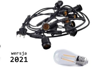 Girlanda ogrodowa zewnętrzna łańcuch świetlny 10m 10 żarówek vintage Edison LED 2W ST45 E27 4000K
