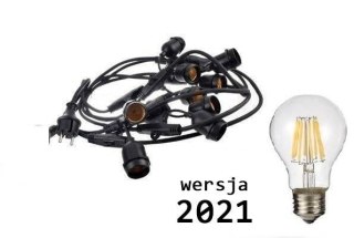 Girlanda świetlna LED 10m z żarówkami retro 10szt LED 8W A60 E27 4000K barwa neutralna