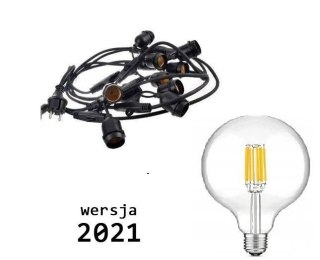Girlanda świetlna na taras, balkon 10mb z 10szt żarówek vintage LED 8W G80 E27 2700K