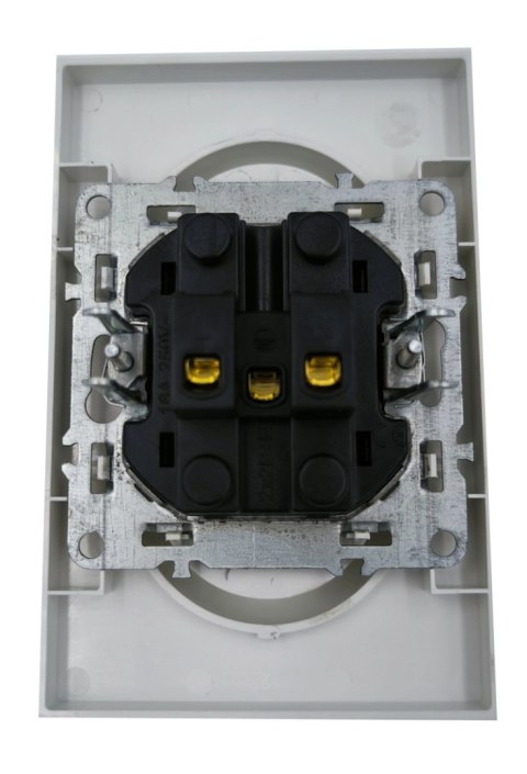 Gniazdo elektryczne kontakt podwójne białe ramka z uziemieniem Gniazdo elektryczne kontakt podwójne białe ramka z uziemieniem