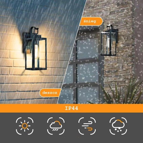 Lampa Elewacyjna Kinkiet Ogrodowy E27 LED Latarnia na Filament Lampa Elewacyjna Kinkiet Ogrodowy E27 LED Latarnia na Filament