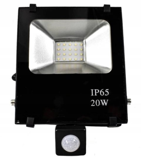 Naświetlacz halogen LED 20W 6500K z czujnikiem PIR IP65 Naświetlacz halogen LED 20W 6500K z czujnikiem PIR IP65