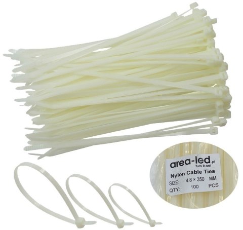 Trytytki opaski zasiskowe kablowe zipy białe 100 szt 4,8x350 Trytytki opaski zasiskowe kablowe zipy białe 100 szt 4,8x350