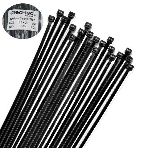 Trytytki opaski zasiskowe kablowe zipy czarne 100 szt 3,6x250 Trytytki opaski zasiskowe kablowe zipy czarne 100 szt 3,6x250