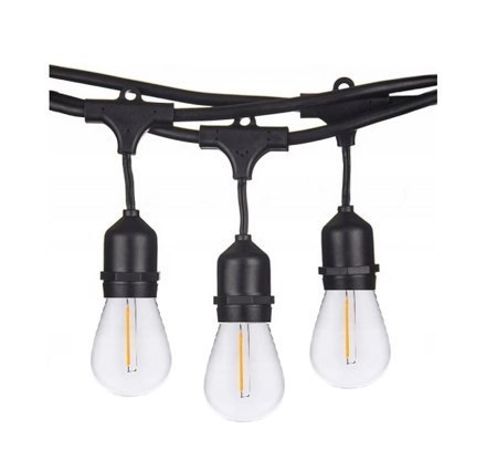 Zestaw girlanda ogrodowa 10m 20pkt + 20szt żarówka 1W ST45 E27 2800K ciepła Zestaw girlanda ogrodowa 10m 20pkt + 20szt żarówka 1W ST45 E27 2800K ciepła