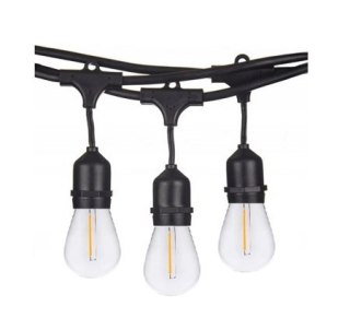 Zestaw girlanda ogrodowa 15m 15pkt + żarówka vintage retro Edison Filament LED 1W ST45 E27 2800K