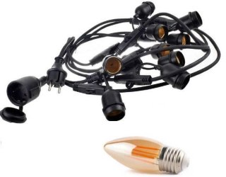 Zestaw girlanda ogrodowa żarówkowa 15m 15pkt + 15szt żarówka LED C350 E27 2300K 4W
