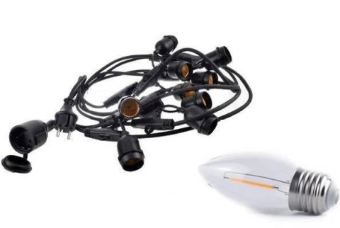 Zestaw girlanda ogrodowa żarówkowa 15m 15pkt + 15szt żarówka LED C350 E27 2700K 1W Zestaw girlanda ogrodowa żarówkowa 15m 15pkt + 15szt żarówka LED C350 E27 2700K 1W