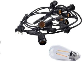 Zestaw girlanda ogrodowa żarówkowa 20m 20pkt + 20 szt żarówka vintage Edison LED 2W ST45 E27 4000K