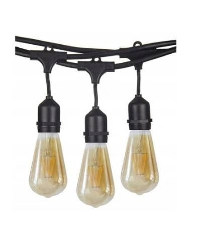 Zestaw girlanda ogrodowa żarówkowa 20m 20pkt + 20szt żarówka LED ST64 E27 Filament 2300K 8W Zestaw girlanda ogrodowa żarówkowa 20m 20pkt + 20szt żarówka LED ST64 E27 Filament 2300K 8W