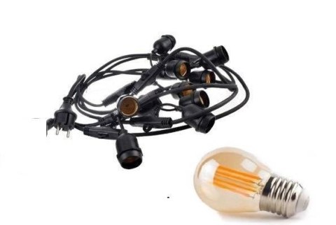 Zestaw girlanda ogrodowa żarówkowa 20m 20pkt + 20szt żarówka vintage retro Edison Filament LED 4W G45 E27 2300K Zestaw girlanda ogrodowa żarówkowa 20m 20pkt + 20szt żarówka vintage retro Edison Filament LED 4W G45 E27 2300K