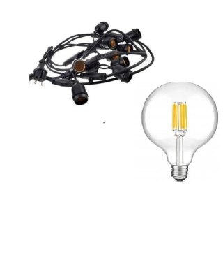 Zestaw girlanda ogrodowa żarówkowa 5m 5pkt + 5 szt żarówka vintage Edison LED 8W G80 E27 2700K