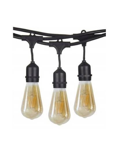 Zestaw girlanda ogrodowa żarówkowa 5m 5pkt + 5 szt żarówka vintage Edison LED 8W ST64 E27 2300K Zestaw girlanda ogrodowa żarówkowa 5m 5pkt + 5 szt żarówka vintage Edison LED 8W ST64 E27 2300K
