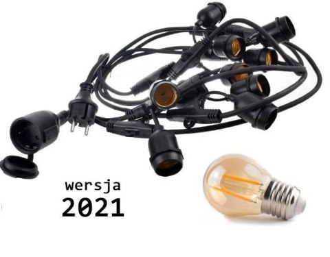 Zestaw girlanda ogrodowa żarówkowa 5m 5pkt+5szt żarówka Edison LED 2W G45 E27 2300K Zestaw girlanda ogrodowa żarówkowa 5m 5pkt+5szt żarówka Edison LED 2W G45 E27 2300K