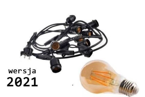 Zestaw girlanda ogrodowa żarówkowa 5m 5pkt+5szt żarówka vintage Edison LED 4W A60 E27 2300K Zestaw girlanda ogrodowa żarówkowa 5m 5pkt+5szt żarówka vintage Edison LED 4W A60 E27 2300K